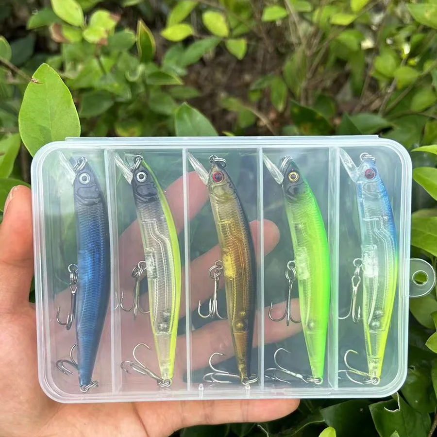 5PCS/box Premium Minnow Crankbait Fishing Lures Kit Bass Fishing Artificial Bait Set For Fishing Tackle JerkBait Bass Pike