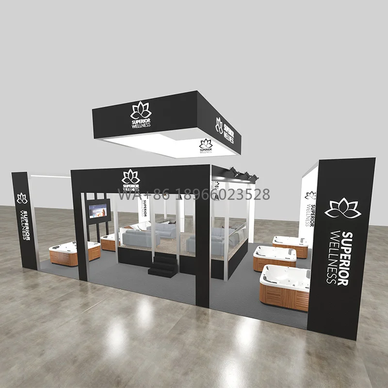 China Factory 10 x 8 m große, luxuriöse LED-Hintergrundbeleuchtung, Ausstellungsdisplay, Messe-Stand