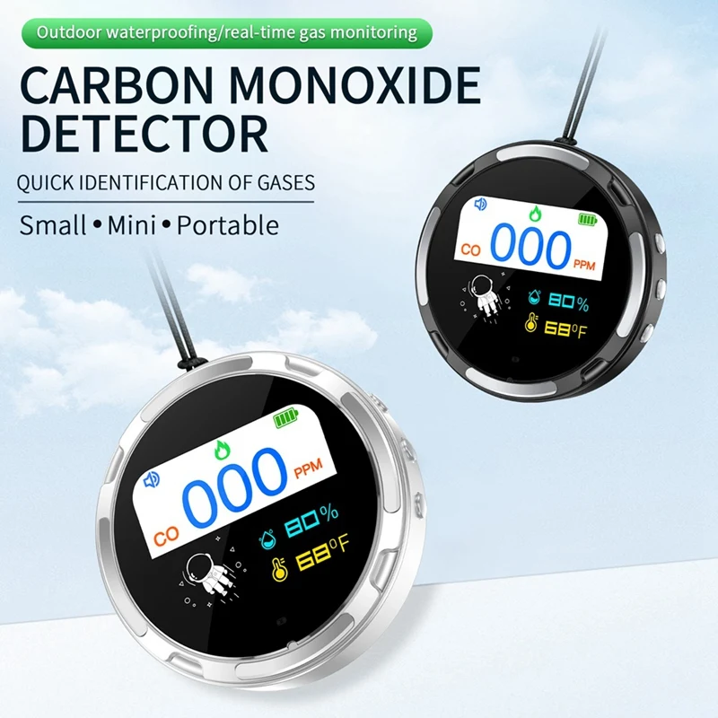 Monóxido De Carbono Portátil Doméstico Detector, Monitor De Qualidade Do Ar, Branco, Fácil de Usar