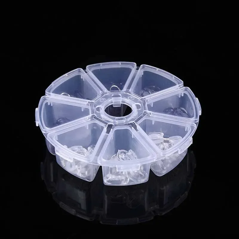 5Pcs 8 Compartments Plastic Storage Box Round Shape Beads Earrings Storage Containers Empty Adjustable Jewelry Organizer Case