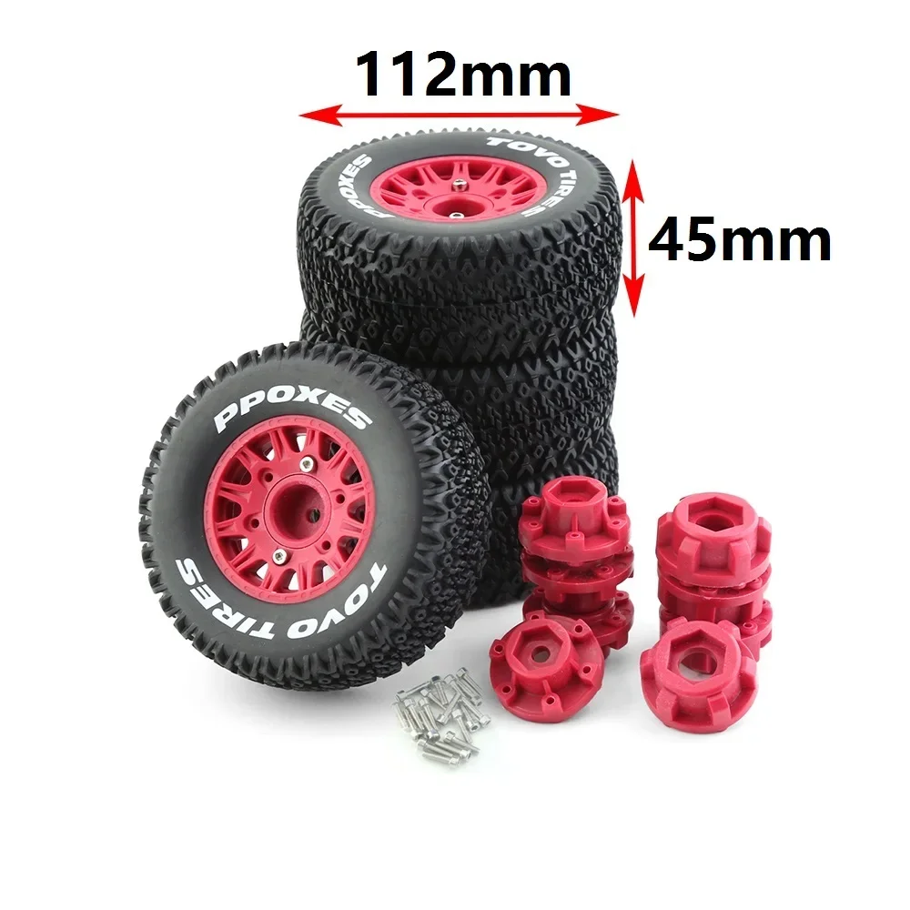 4Pcs 112mm 1/8 1/10 Short Course Truck Tire with 12mm 14mm 17mm Wheel Hex for TRAXXAS Slash ARRMA SENTON Vkar SCTX10 HPI RC Car