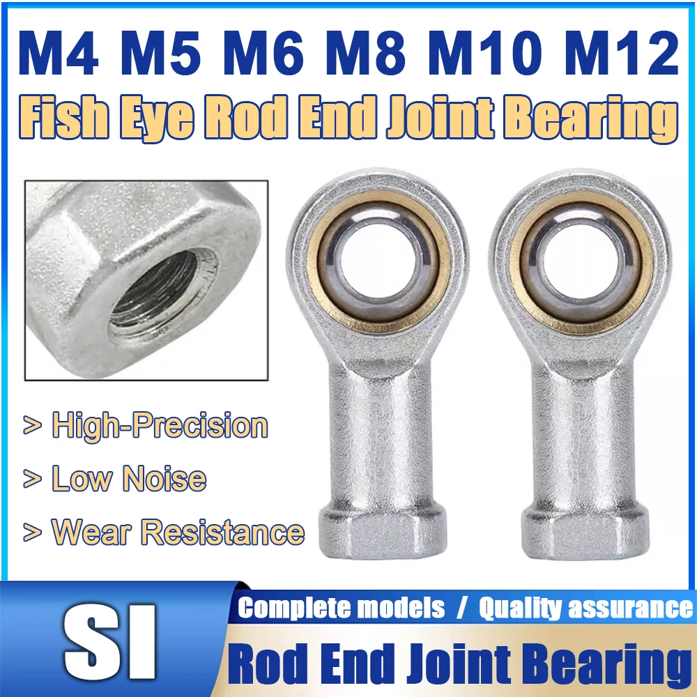 1PCS M4 M5 M6 M8 M10 M12 Female Ball Bearing Right Thread Fish Eye Rod End Joint Bearing Oscillating Bearing Tools