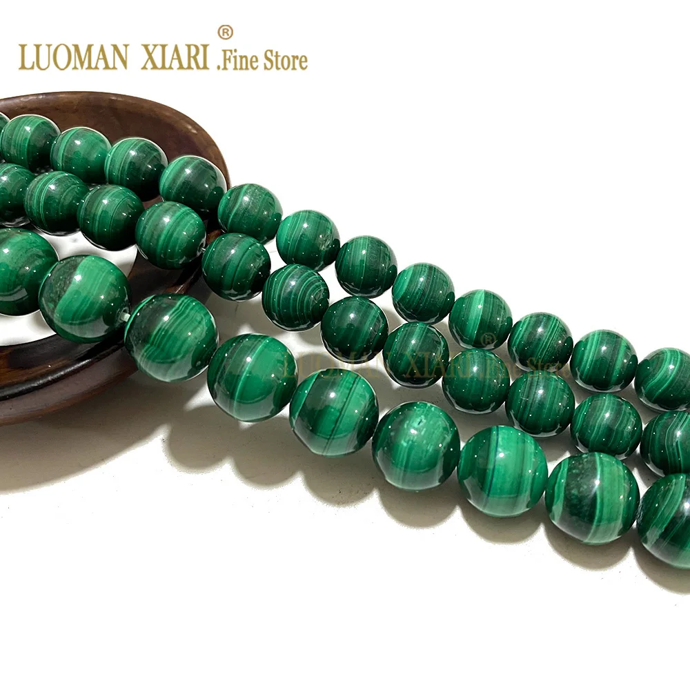 AAA Natural Gemstone Really Malachite Green Loose Round Stone Beads for Jewelry Making DIY Bracelet Material 6 8 10 12MM