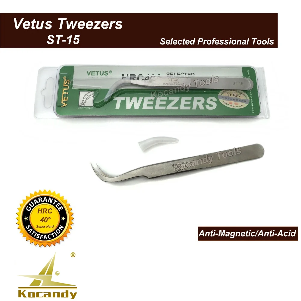 

VETUS TWEEZER ST-15 Fine Curved Tip High Quality Stainless Steel Super Hard Anti-magnetic and Anti-Acid precision tweezers