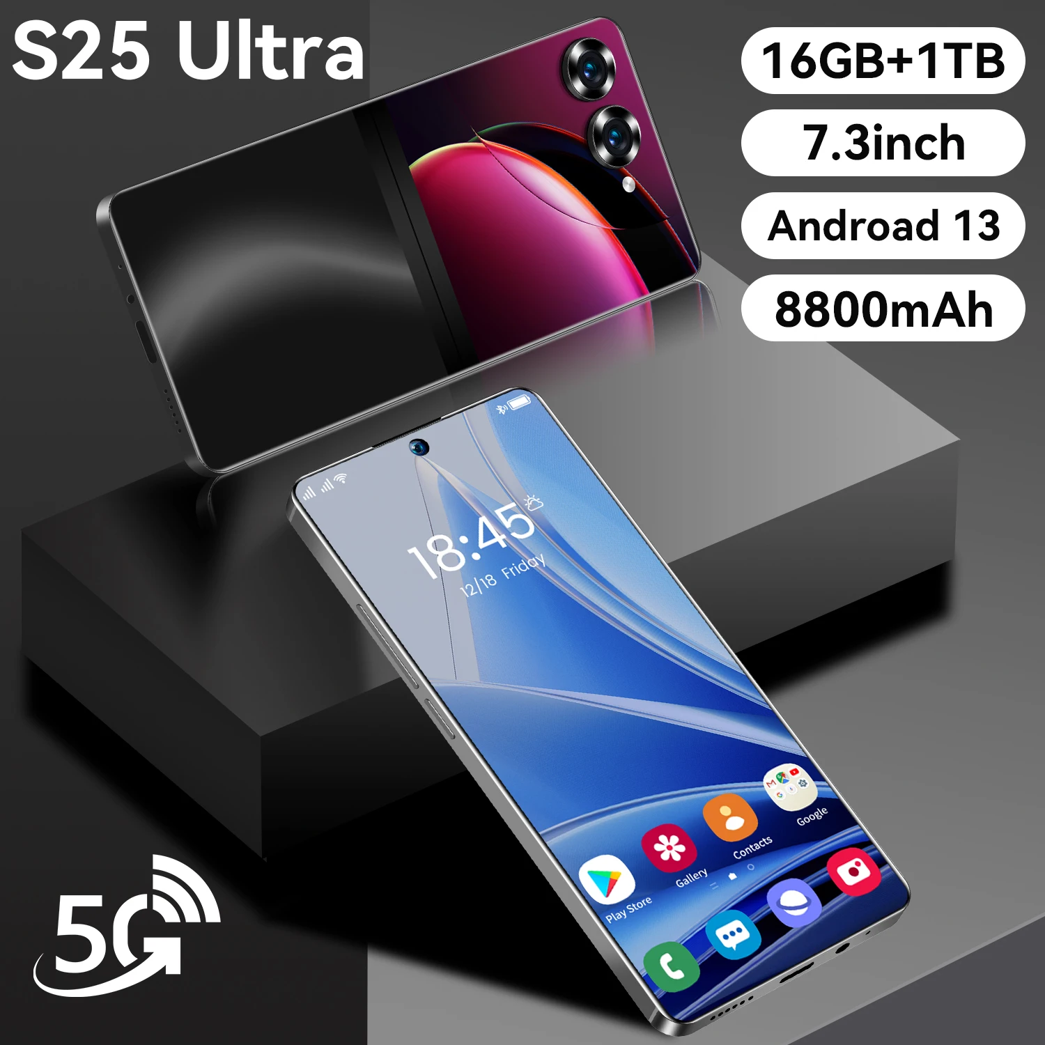 

New S25 Ultra Smartphone 5G Qualcomm8 Gen 2 10 Core 7.3 Inch 2280*3088 Resolution 16GB+1TB 48+72MP 8800mAh Android 13 Phone