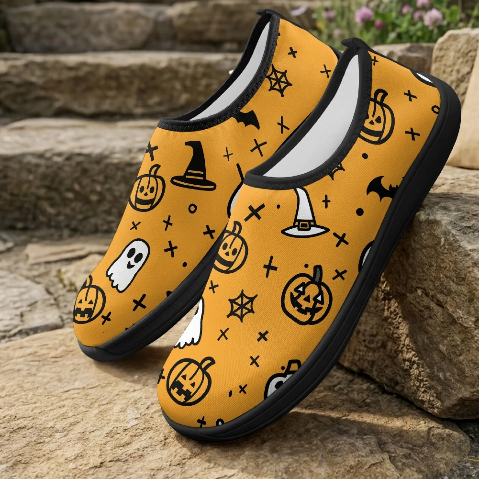 PENSTROLL Halloween Walking Sneakers, Slip on Minimalist House Shoes for Men, Zero Drop Wide Width for Daily Walking All Season