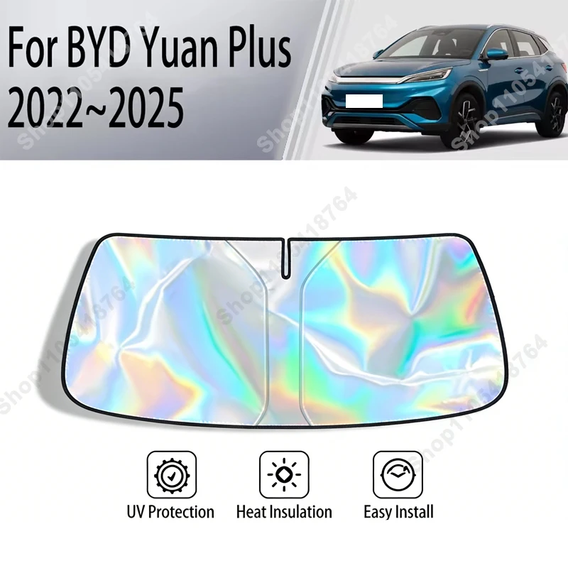 UV Reflective Heat Protection Foldable Front Windshield Sunshade For BYD Yuan Plus 2022-2025 Custom Car Interior Accessories