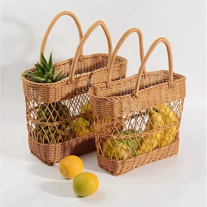 

Woven Storage Bags For Picnics And Outings Hanging Makeup Organizer Handmade Travel Bag For Women Shopping Basket