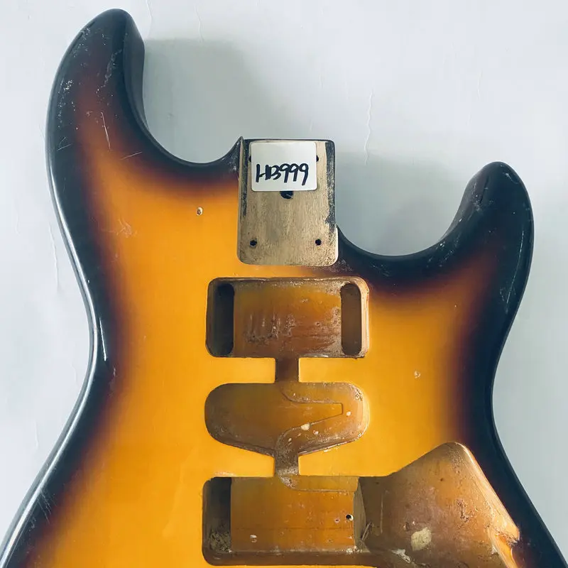 EB999  HSH Pickups Strato Model ST Electric Guitar Body Solid Basswood Right Hand Sunburst with Damages for DIY Replace