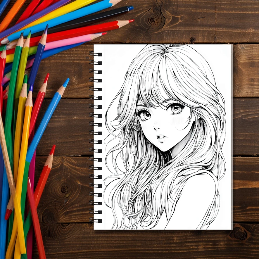 Anime Divas Adult Coloring Book - 8.3x 11.2 Inch 22 Page Coloring Book - Helps Reduce Stress and Ease Emotions