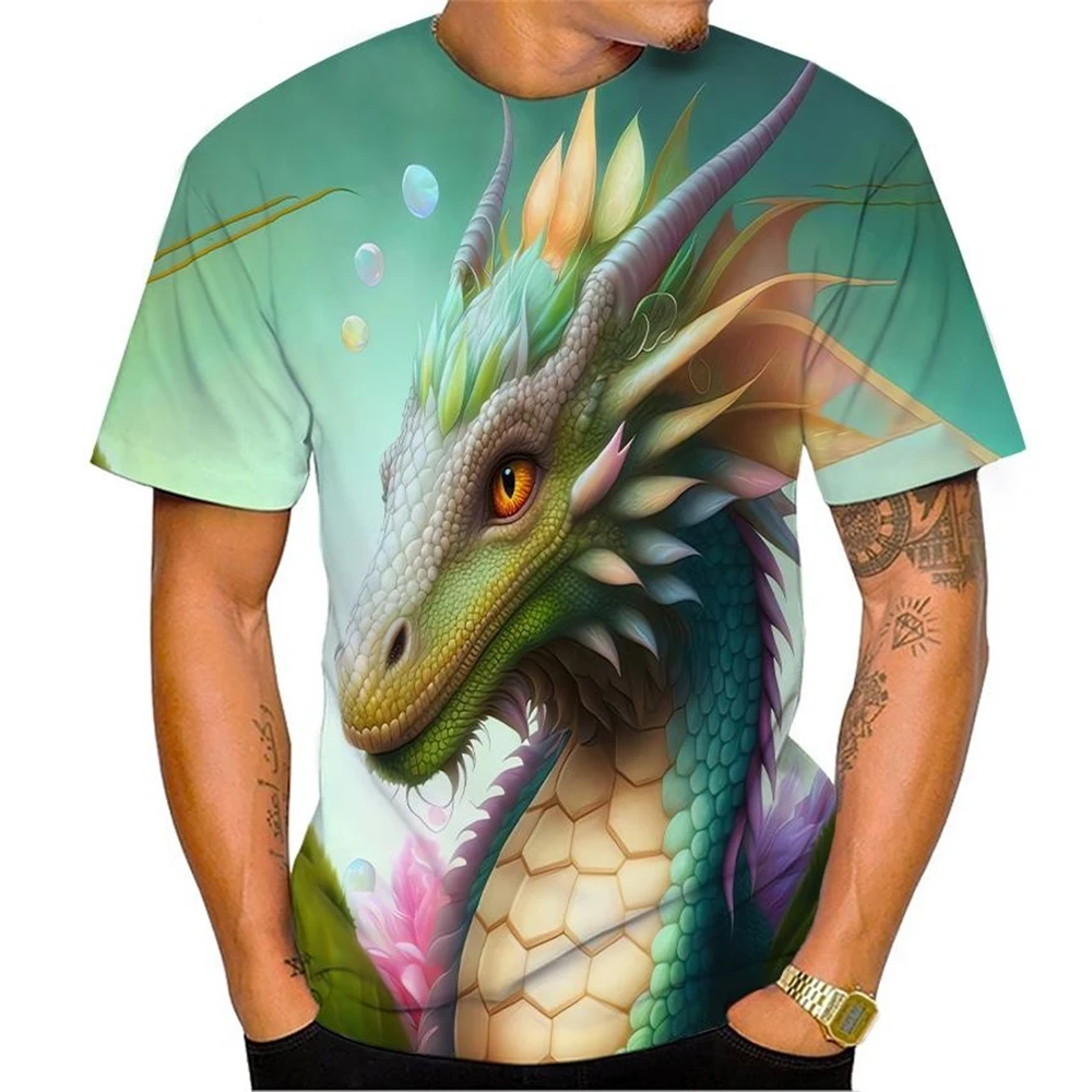 Selling New Dragon 3D Printing T-Shirt Sakura Serpent Men Short Sleeve Anime Shenron Men's Fashion Casual Tops