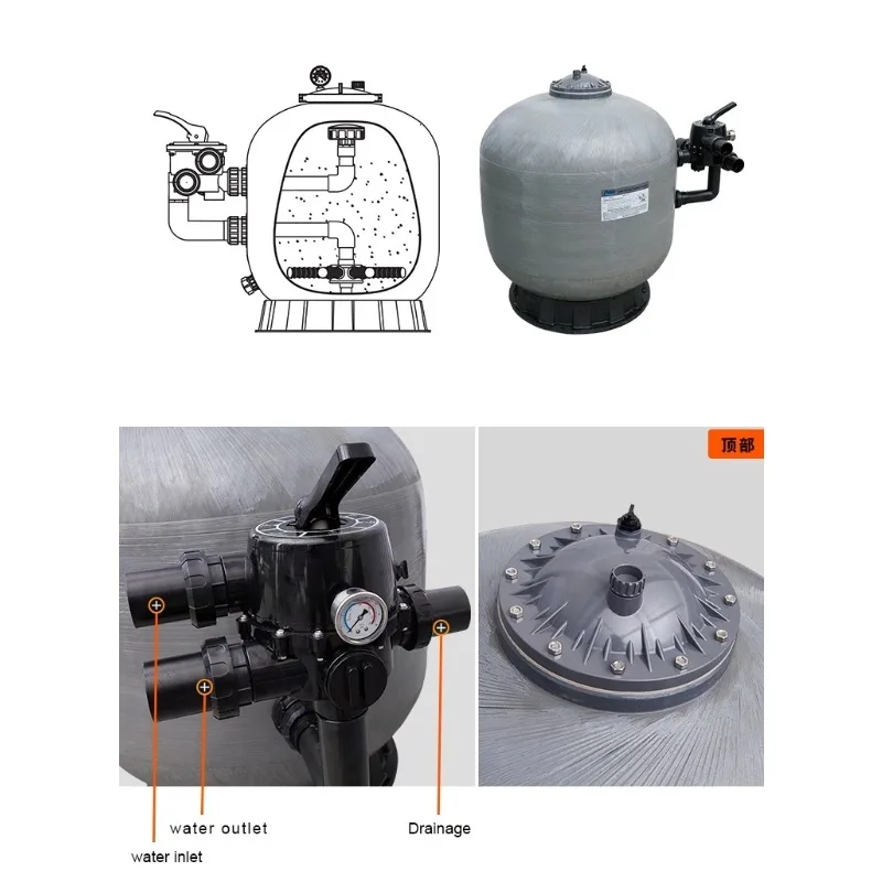Automatic sand filter side mounted water treatment tank filter