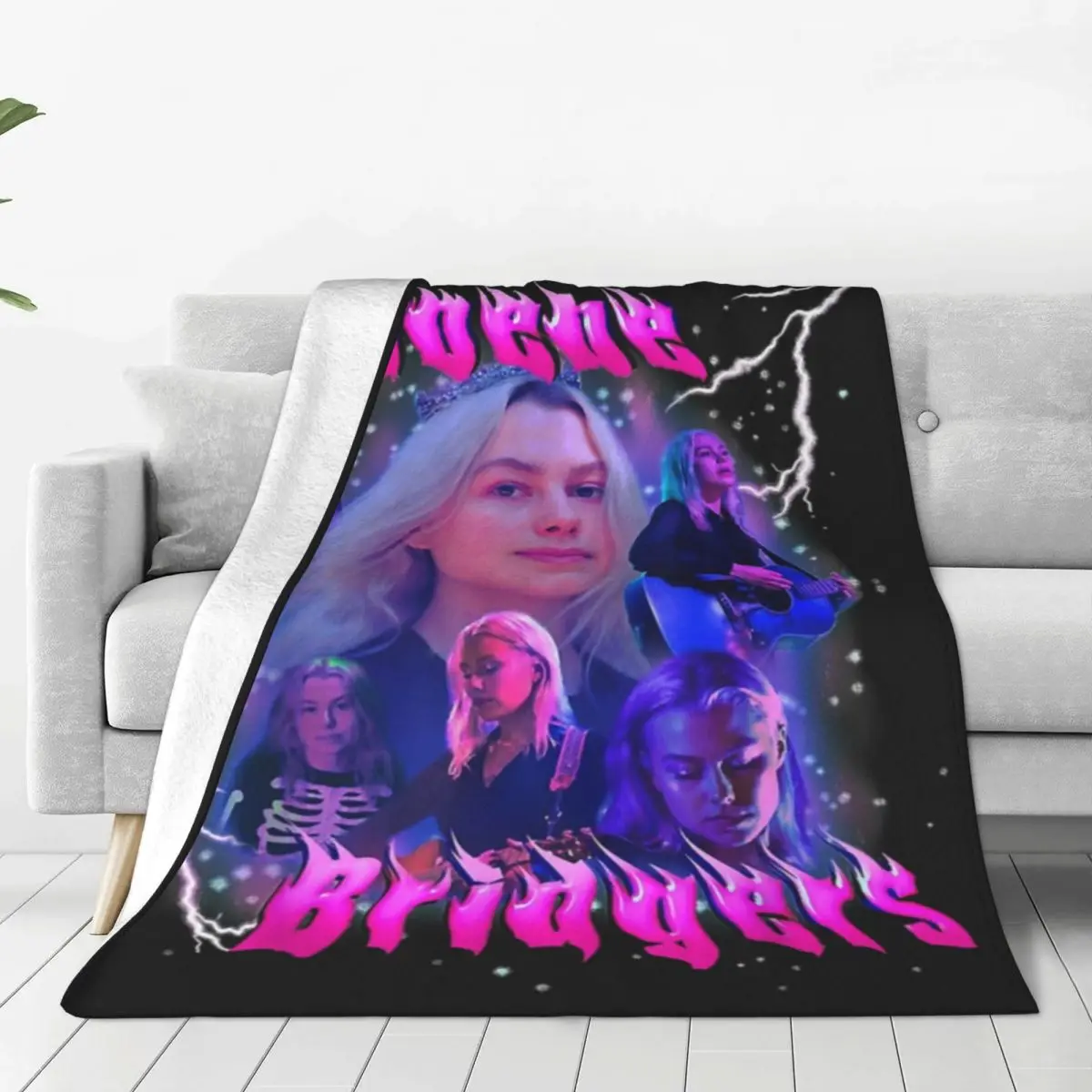 Phoebe Bridgers Blankets American Singer Purple Camping Flannel Bedding Throws Soft Warm Living Room Custom Bedspread Gift