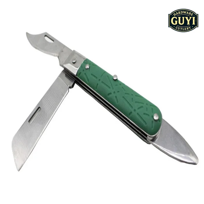Evergreen bud knife, garden tool, green handle stainless steel folding grafting knife, fruit tree bud knife
