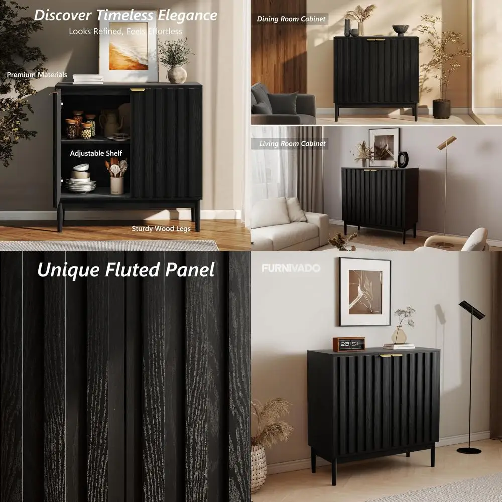 Storage Cabinet with Adjustable Shelves for Kitchen, Living Room, and Entryway