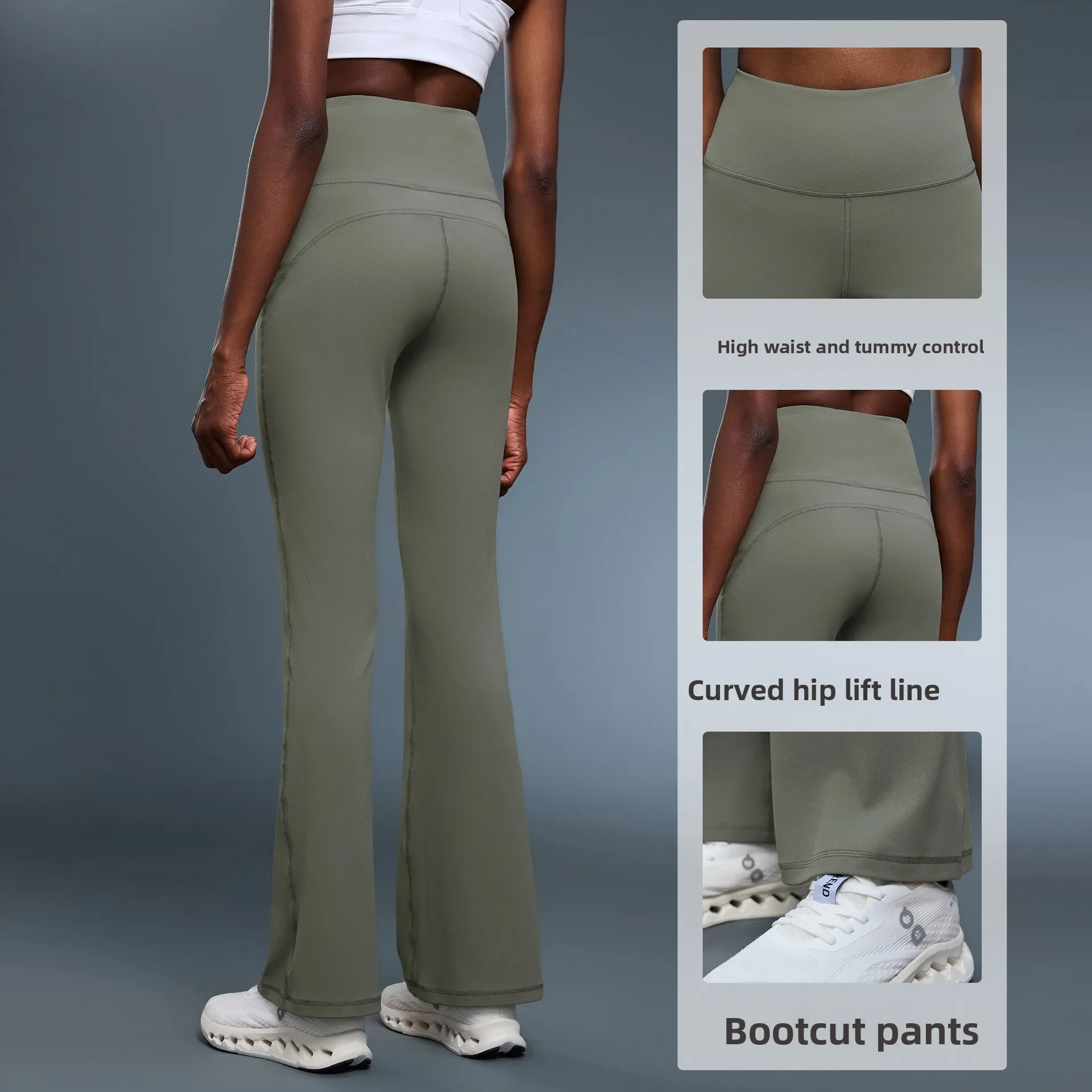 Womens Flare Leggings Vintage Style Slim Fit High Waist Bootcut Yoga Trousers High Elastic Naked Feel Versatile Sport Pants