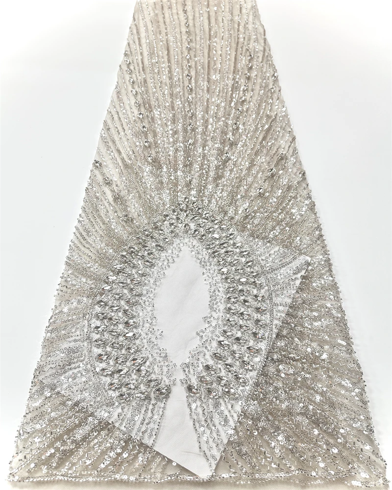

Latest Hot Sale New High-End Luxury French Embroidery Heavy Lace Fabric African Nigerian With Sequins Fabric For Wedding