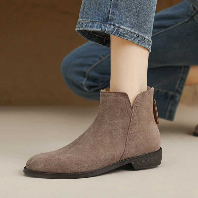 

AIYUQI Women Ankle Boots 2025 New Women's Short Boots Genuine Leather Non-slip Large Size Thick Heel Female Boots