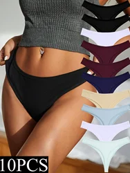 FINETOO 10PCS/Set Sexy G-string Cotton Women Lingerie Breathable Panties Female Underwear Pantys Underpant Girl Intimates Thongs