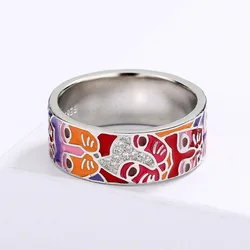 2022 New Enamel Ring For Ladies Colorful Cartoon Cat Face Ring Unique Handmade Graffiti Cute Ring Girl Gift