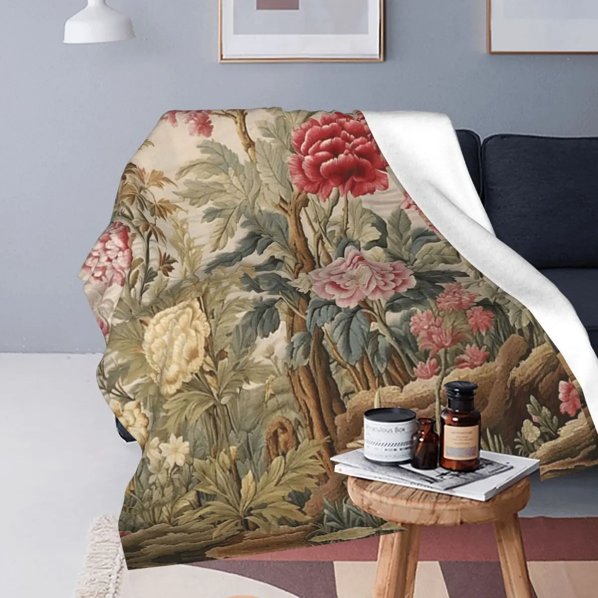 Rococo Style Luxury Floral Blankets Soft Warm Flannel Throw Blanket Cover for Bed Travel Home Sofa
