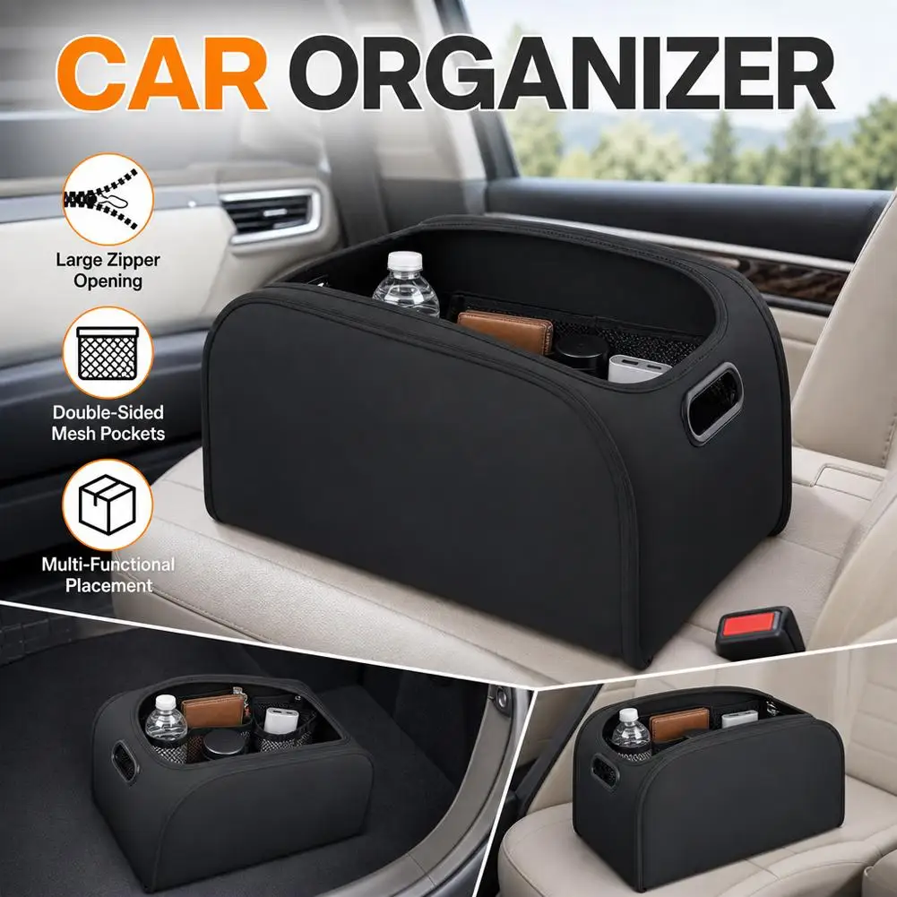 Image of Auto-Aufbewahrungsbox Beifahrer-Aufbewahrungsbox Multifunktionale Kofferraum-Aufbewahrungsbox mit Großer Öffnung Aufbewahrungshilfe