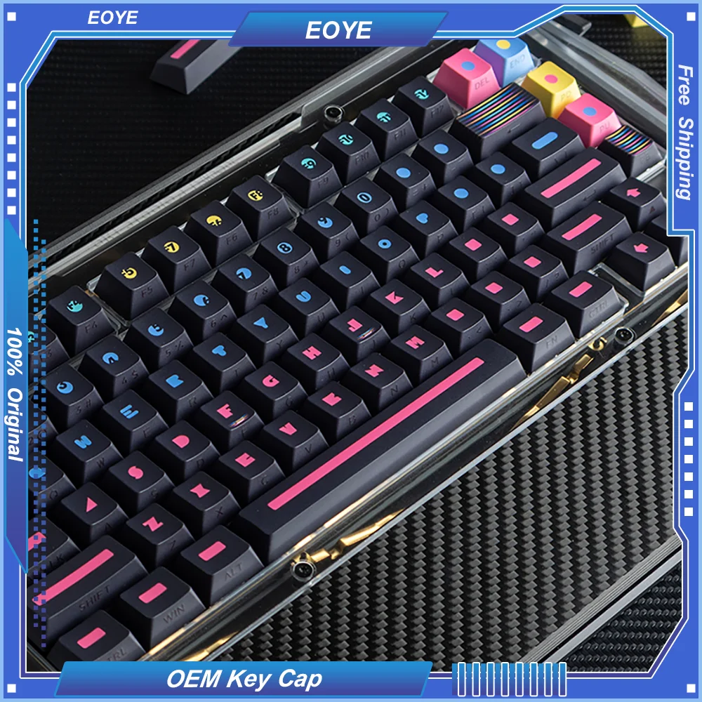 PIIFOX PBT OEM Profile Thermal Sublimation Keycaps Qiankun Hand-painted Theme Transparent Translucent Side Engraving Custom Part