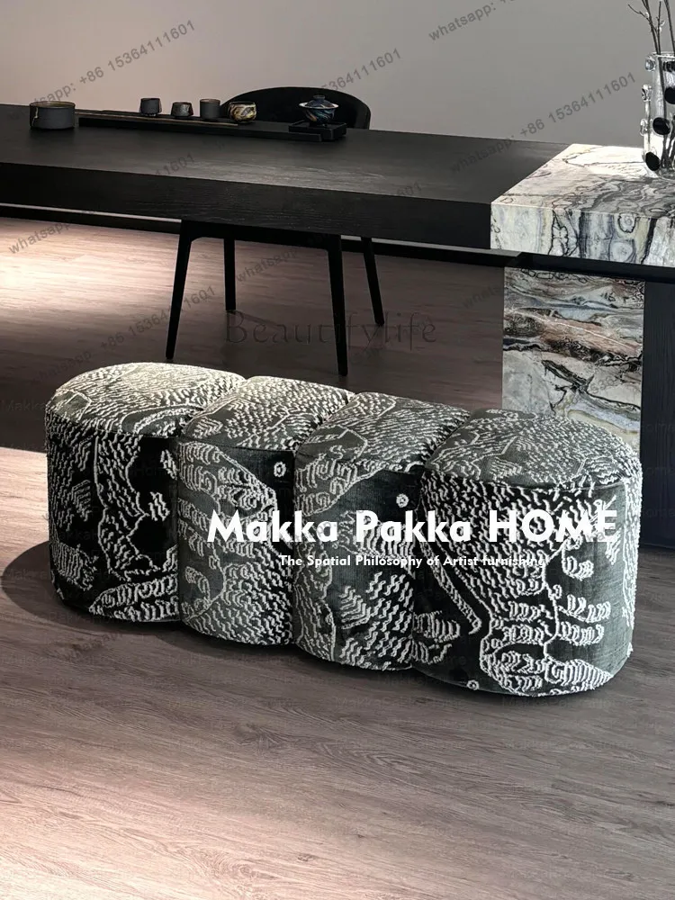LS French retro Hushan pattern bedroom bedside stool medieval designer high-end light luxury bench