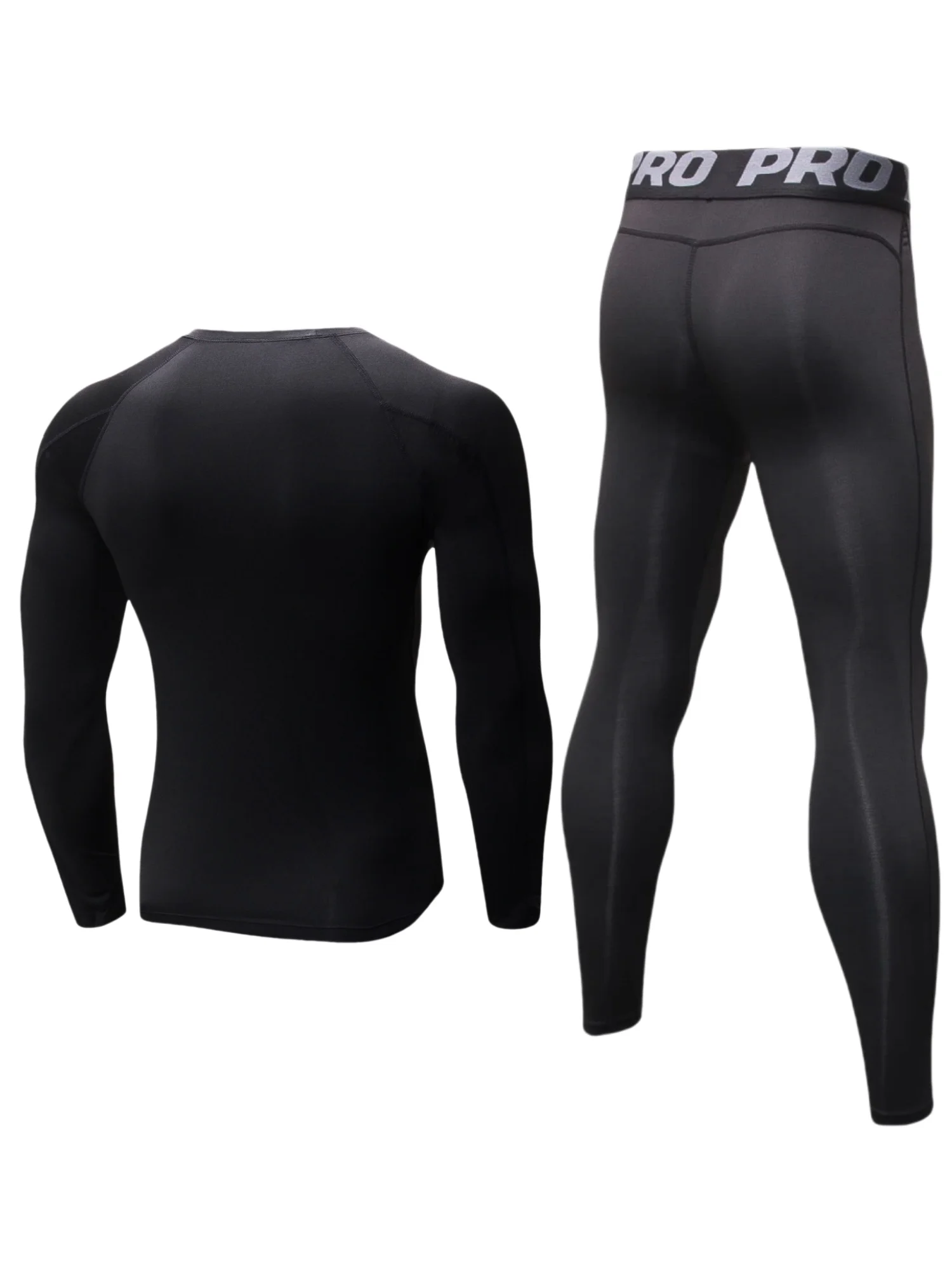 Mens Workout Compression Set Pants and Long Sleeve Shirts Winter Warm Thermal Base Layer Top & Bottom