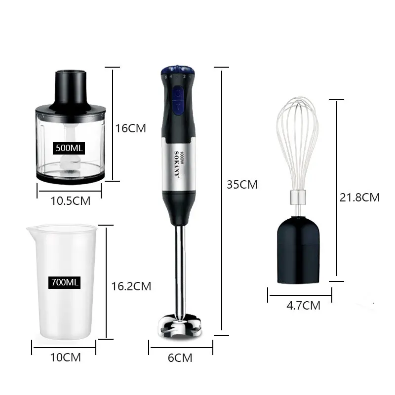 4 In 1 Portable Handheld Electric Blender, 1000W Multi-Functional Household Kitchen Electric Mixer,Food Processors,Egg Beater