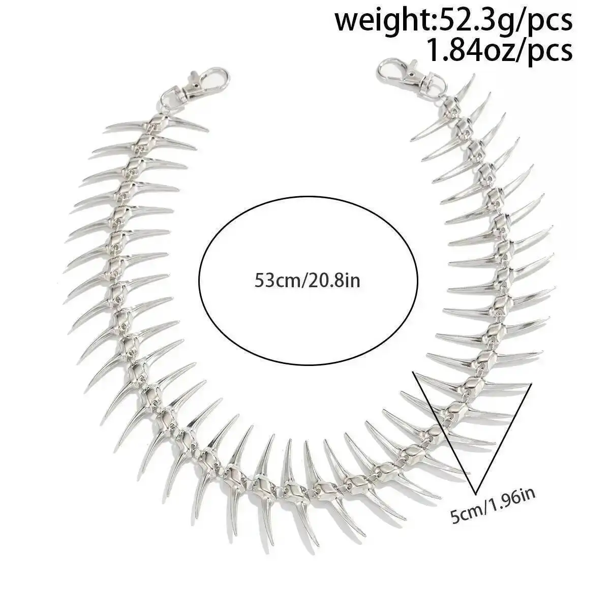 SHIXIN Übertreibungsketten: Schwerer Punk-Metall-Nieten-Taillenketten-Schlüsselanhänger für Herren – Hip-Hop-Hosenketten als Schmuck-Accessoire – Detail 6