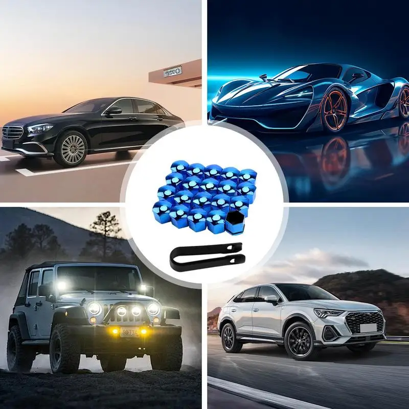 Nut Caps For Tires Wheel Bolt Nut Covers Caps Set 20 Pcs Tire Nut Covers With Removal Tool Replacement Dust Cover 17mm 19mm 21mm