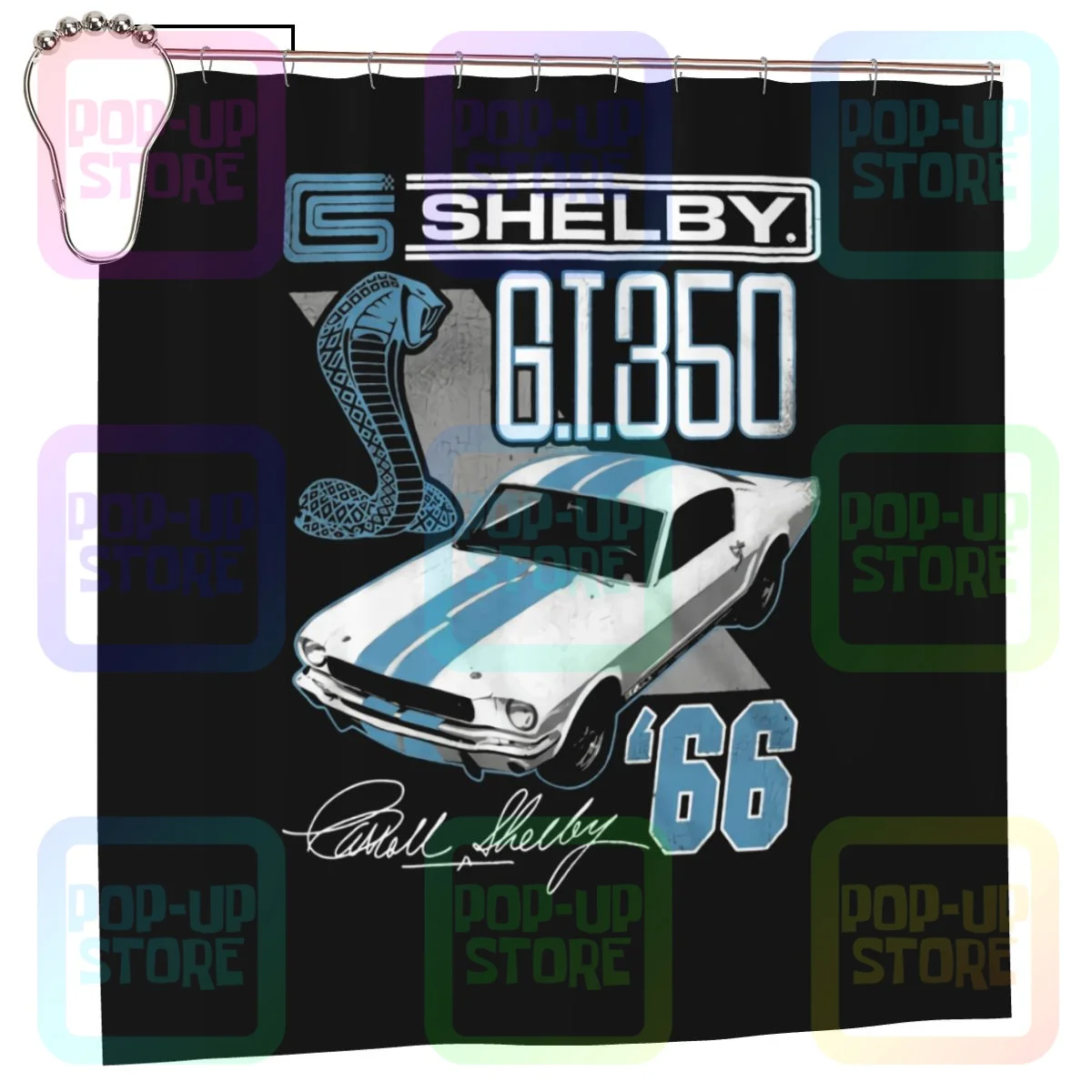 Carroll Shelby 66 Mustang Gt 350 Shower Curtain Bathroom Curtain Modern No Fading Good Quality