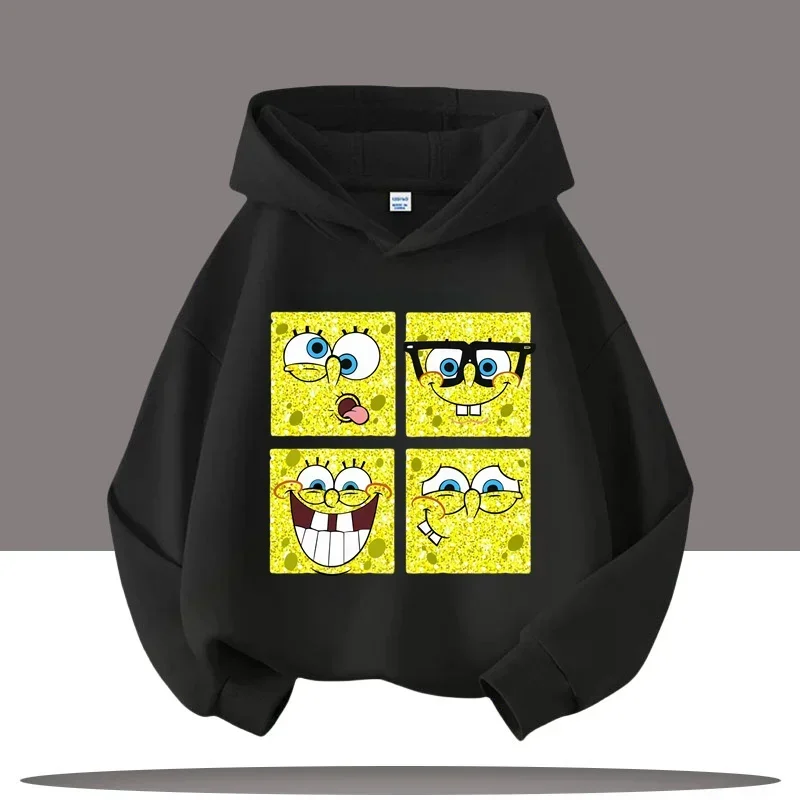 2025new ropa de otoño/invierno con estampado de dabjos animados de Bob Esponja، Sudadera con capucha para niños، ropa deport