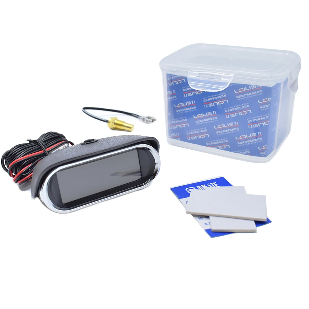 Car 12V 24V Car LCD Water Temperature Meter Thermometer Voltmeter Gauge 2 in 1 Temp & Voltage Meter 10mm Sensor Adapter 1/8NPT