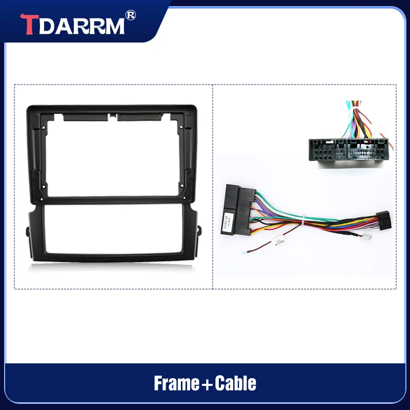 Car Radio Fascia Frame For 2006 2007 2008 2009 KIA SORENTO 9Inch Panel Wire Harness Power Cable Adapter（Texture）
