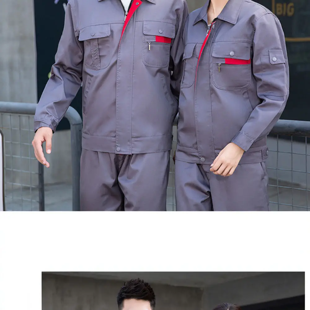 Durable Long Sleeve Coveralls Set Breathable Workwear Uniform For Industrial Automotive Repair Workshop Maintenance Crew