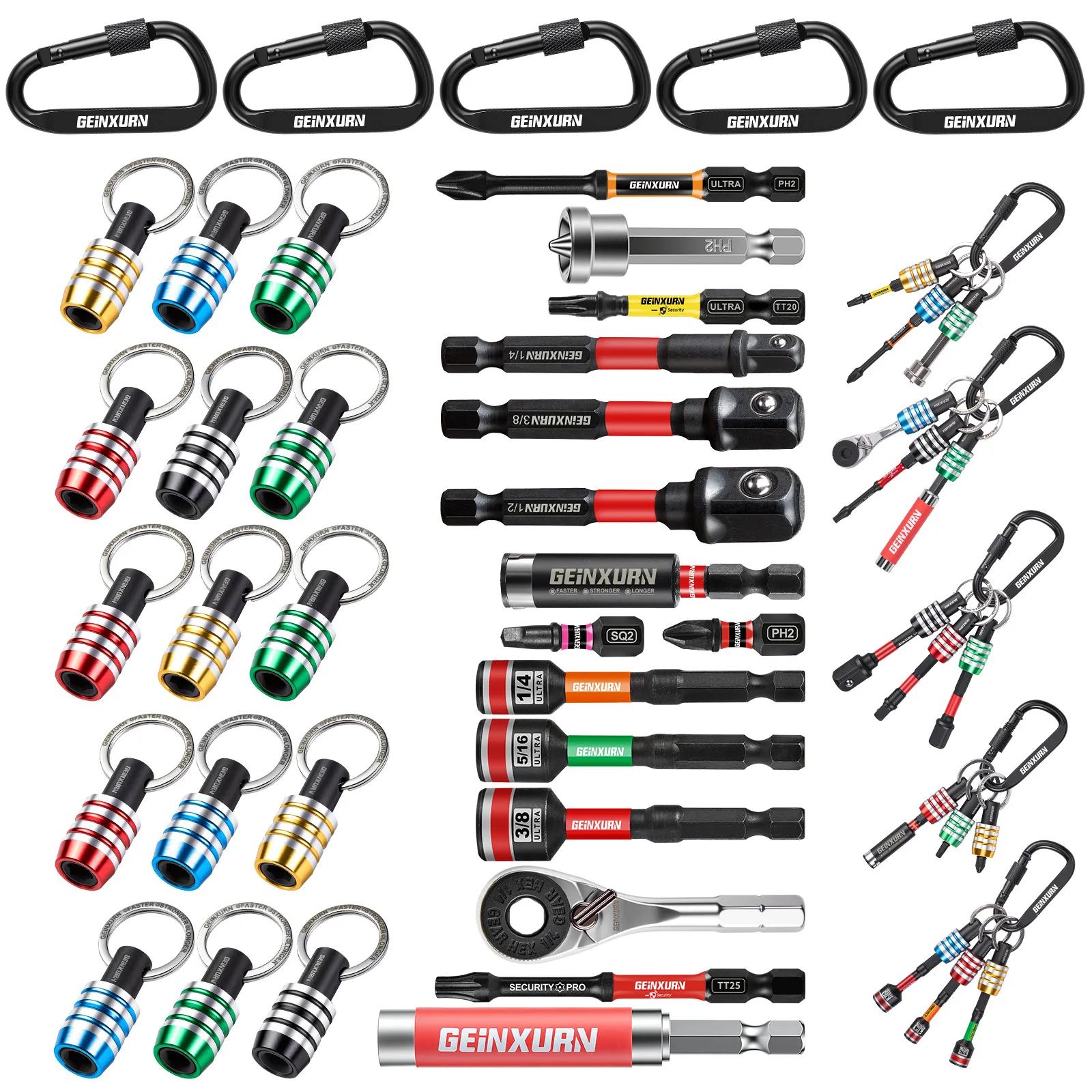 Geinxurn 30PCS Keychain Bit Holder Set, 1/4