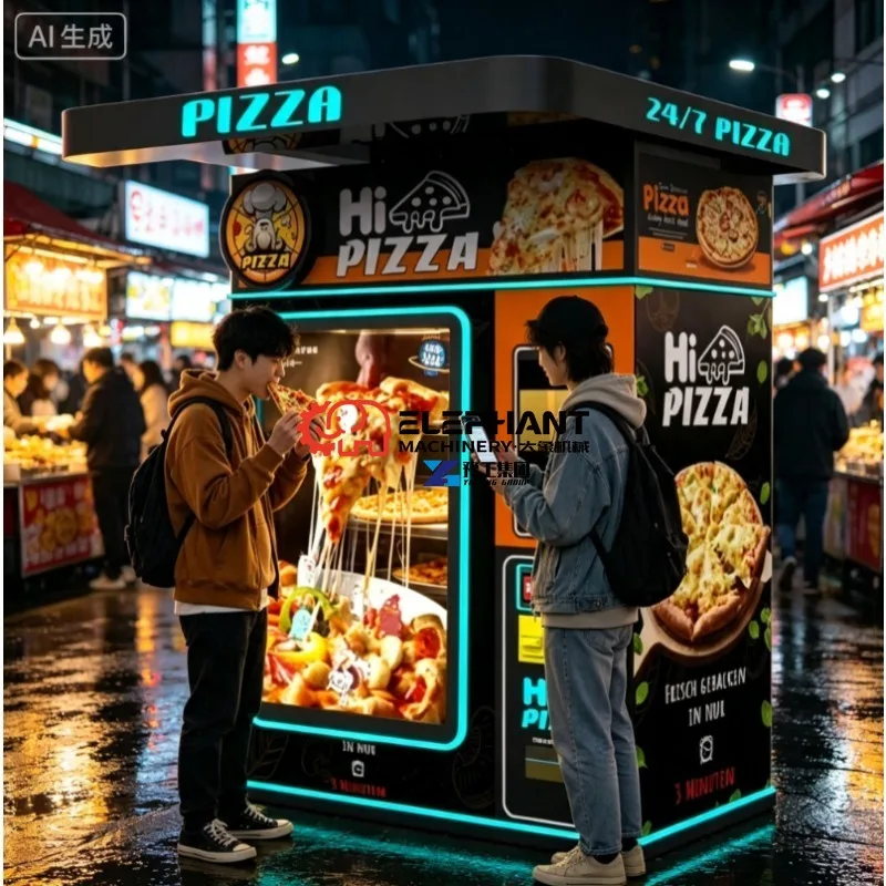 New Business Fast Food Outdoor Pizza Vending Machine Hot Food Pizza Robot Vending Machine with Microwave Heating Function
