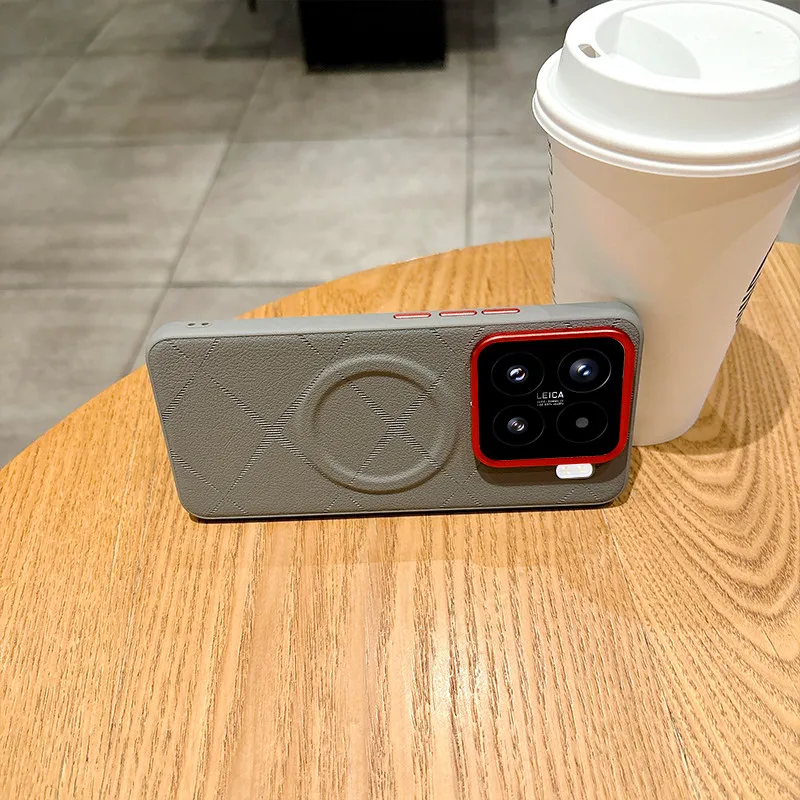 

For Xiaomi 15,15 Pro,15s Pro Magnetic Case ELVEV Anti-drop Printed Pattern Plain PU Leather Hard PC Suction Phone Cover