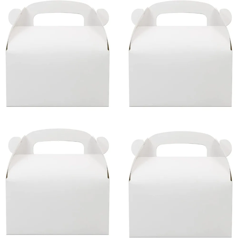 

30-Pack White Party Favor Treat Boxes, Goodie Gable Paper Gift Boxes with Handles. Perfect for Wedding, Birthday, Graduation