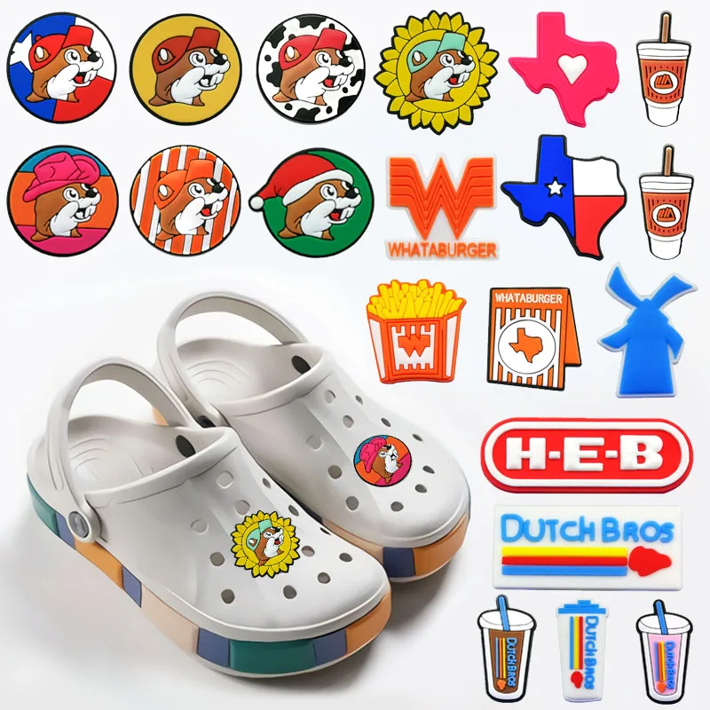 

1pcs Texas Style PVC Shoe Charms for Clips Fast Food Ornaments Sandals Accessories Decorations Kids Gift Wholesale