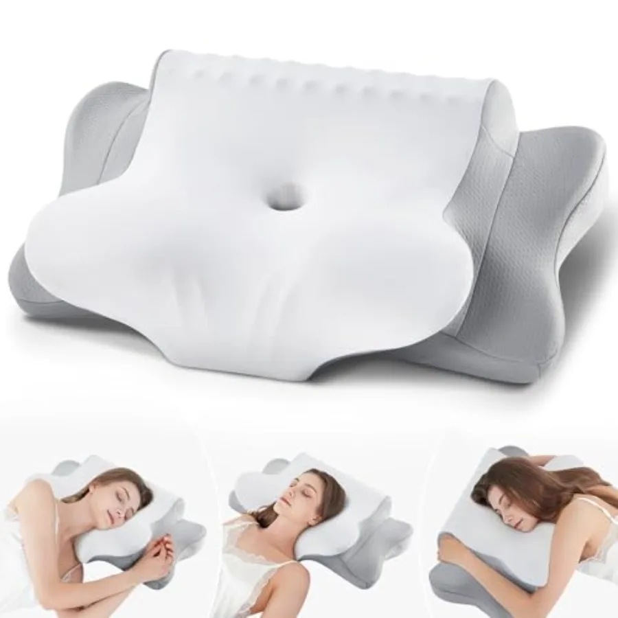 

Memory Foam Pillows for Neck SupportCooling Ergonomic Dual-Sided Orthopedic Neck Cervical Pillow with Ice Silk Pillowcase Breat