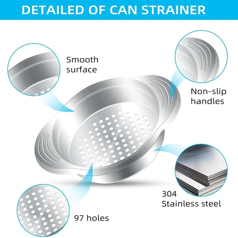 Passoire en acier inoxydable pour canettes, presse à thon, tamis alimentaire, dissolvant d'huile de proximité, 2 pièces
