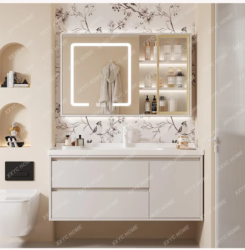 Solid Wood Toilet Bathroom Cabinets Vintage Drawer Vanity Storage Bathroom Cabinets Mirrors Makeup Mobiletto Bagno Furniture