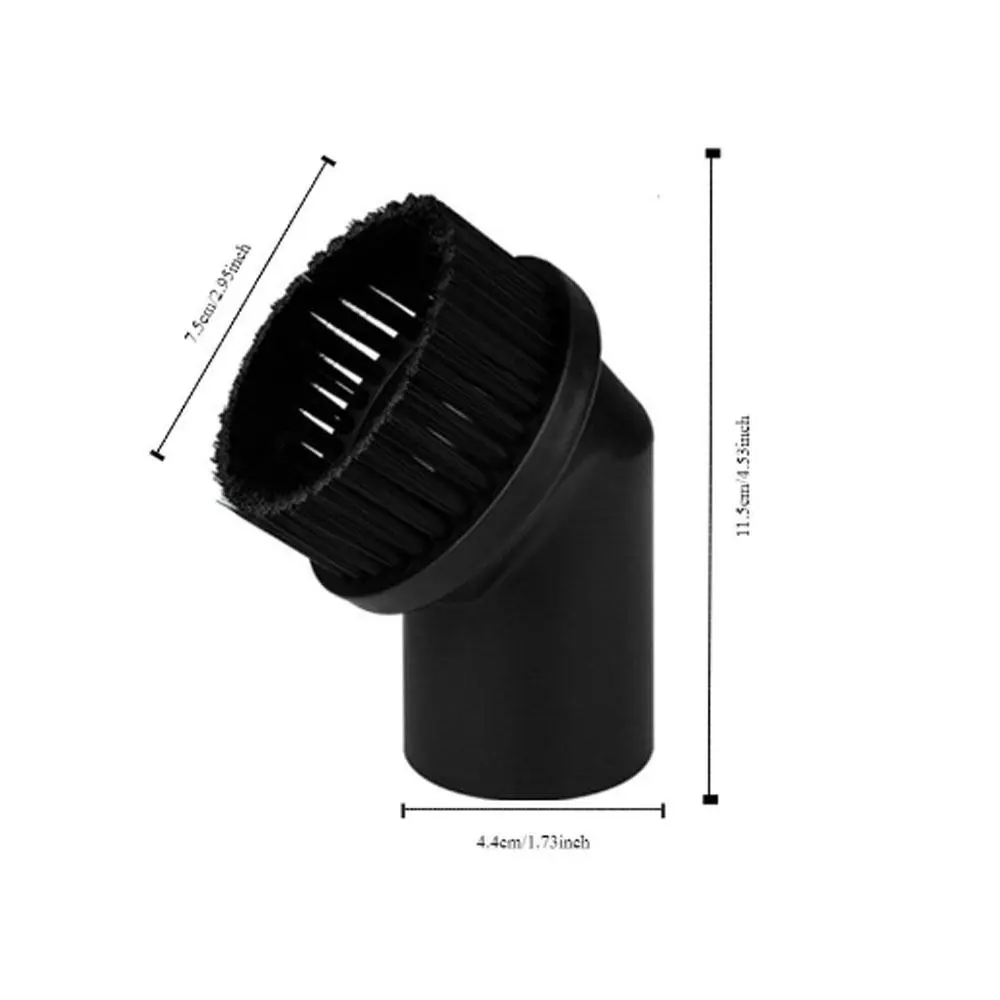 Щетка для влажной/сухой пыли, 44 мм, круглая щетка из черного конского волоса, щетка для чистки, совместимая с пылесосом, всасывающая щетка для пыли