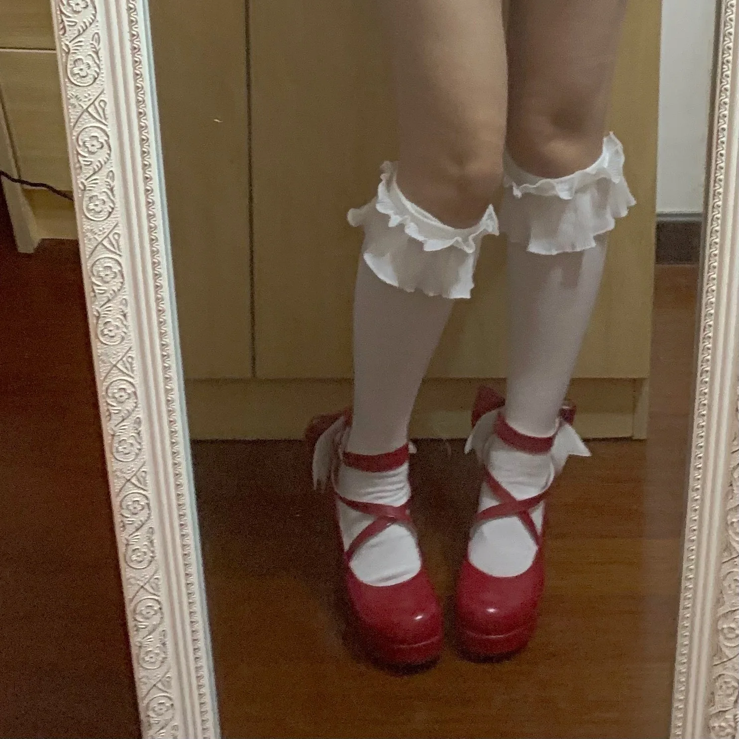 Anime Puella Magi Madoka Magica saltos altos para mulheres, estilo japonês, sapatos Lolita, sapatos de princesa, laço, cosplay, meninas, vermelho