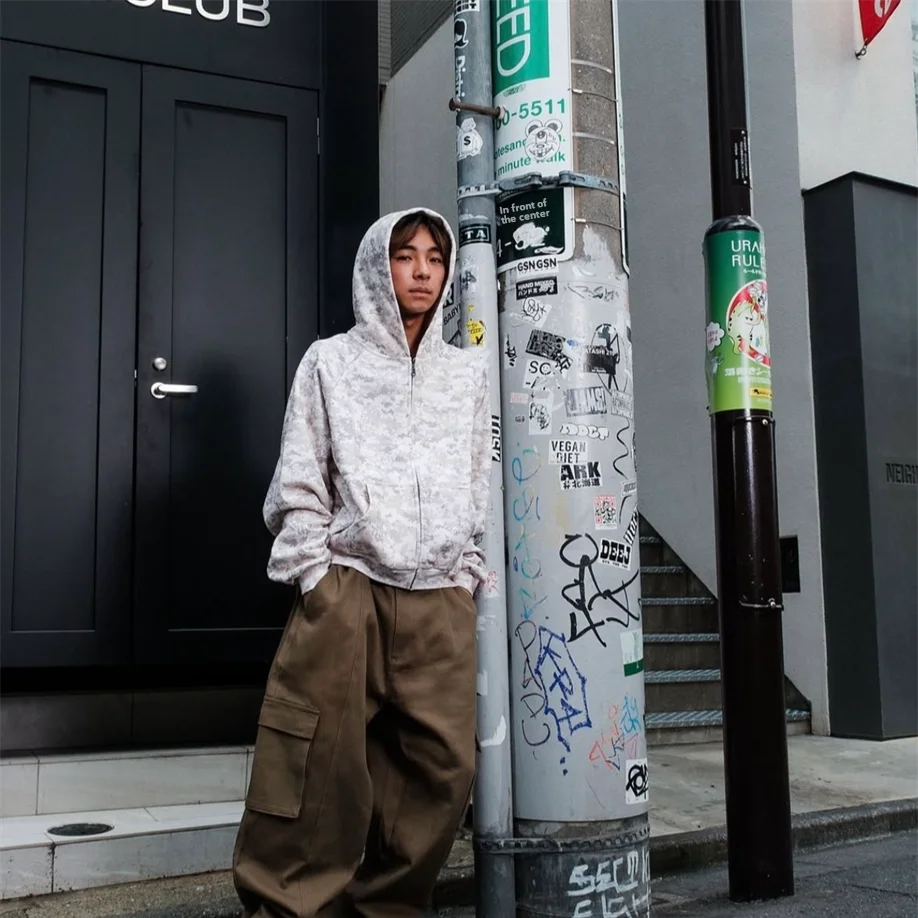 

Модная камуфляжная толстовка на молнии для мужчин и женщин, осенне-зимняя уличная одежда, свободная длинная толстовка свека, пальто