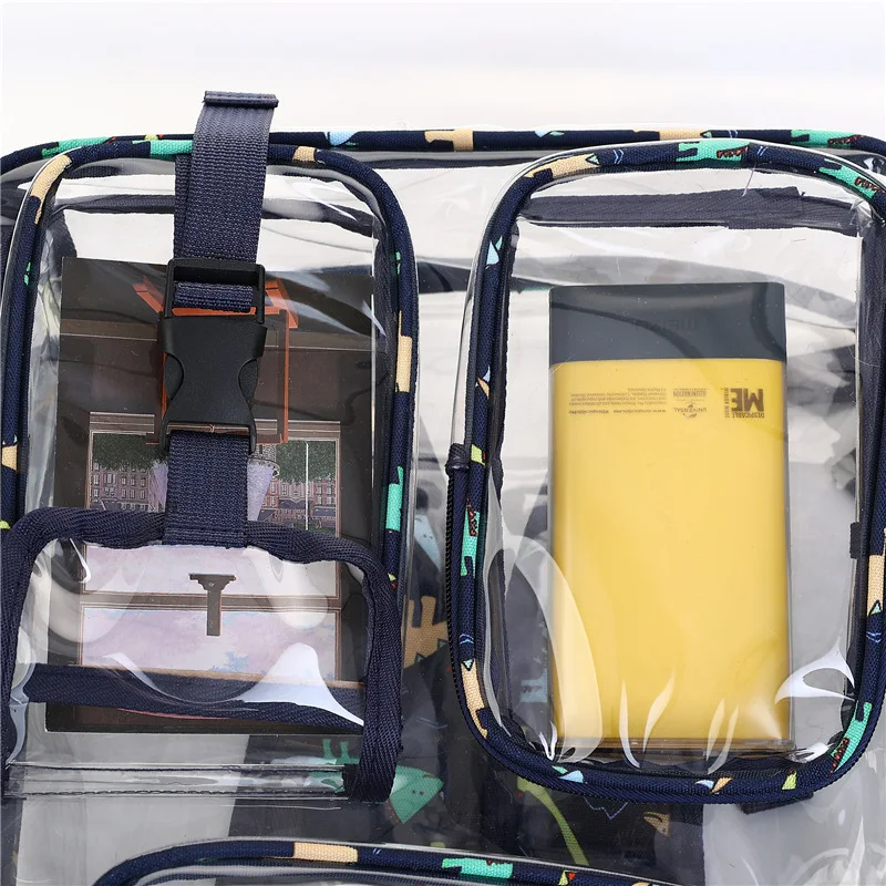 Transparenter PVC-Rucksack mit großem Fassungsvermögen, Cartoon-Schultergurt mit Graffiti-Muster, transparente Ita-Tasche aus PVC für Studenten