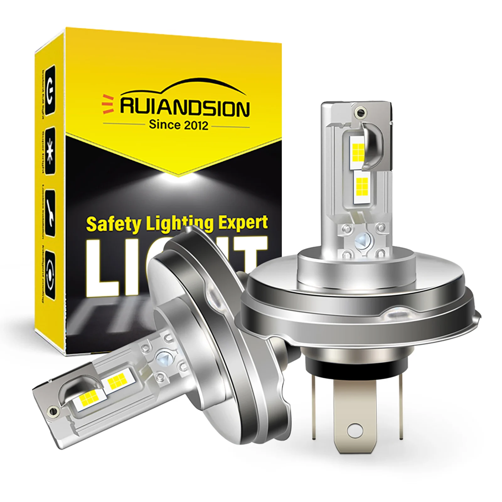 1x Super Bright 4000LM P45T LED 3570Chip Motorcycle Headlight Bulbs R2 LED White Hi/Lo Beam 12V for Scooter Moto Headlamp Yellow